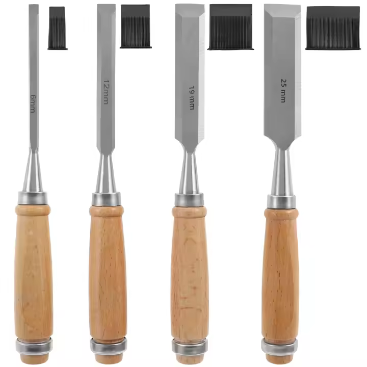 Juego De 4 Taladro De Madera De Acero Cromo-Vanadio Afilado Con Mango De Roble Herramientas De Grabado Ergonómicas Para Carpintería - 1