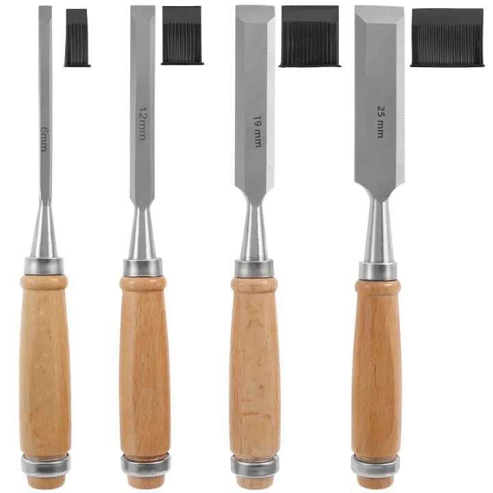 Juego De 4 Taladro De Madera De Acero Cromo-Vanadio Afilado Con Mango De Roble Herramientas De Grabado Ergonómicas Para Carpintería - 1