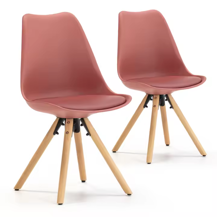 VS Venta-Stock - Pack de 2 sillas de comedor modelo Jeff en color rojo con patas de madera - 1