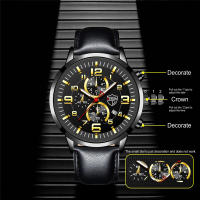 Reloj De Hombre De Acero Inoxidable Con Correa De Cuero Cuarzo Reloj De Pulsera Con Calendario Y Manos Luminosas Reloj Casual Para Hombre - details 6