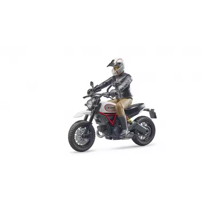Bruder Ducati Desert Sled y Piloto - Réplica Fiel Motocicleta Enduro con Neumáticos Todoterreno - 1