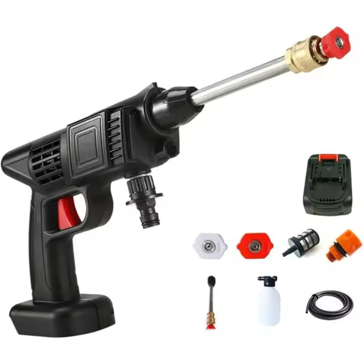 Hidrolimpiadora a bateria, lavadora a presión inalámbrica, pistola de lavabo una batería y cargador 21V 6000mAh, batería recargable, lavadora a presión eléctrica para lavar coches, bicicletas, etc. MDHL - 1
