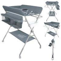 Cambiador de bebé plegable, estación cambiador para bebé portátil, cómoda cambiador con cojín, con ruedas, mesa cambiador móvil con colchón de pañales - details 0
