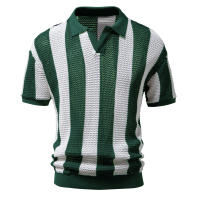 Camisa Polo Para Hombre AIOPESON Algodón 100% Con Agujeros Corta Mangas V-Neck Transparente Sexy Verano Casual Estilo Slim - details 4