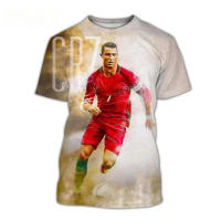 Camiseta De Verano 3D De Fútbol Estrella Cristiano Ronaldo Para Hombre Oversized Camiseta Nueva Cuello En V Manga Corta Tops Transpirable - details 5