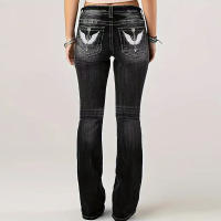 Pantalones Vaqueros Flared De Denim Para Mujer Estilo Europeo Y Americano Casual Adecuados Para Viajes Diarios Cierre De Cremallera - details 9