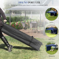 Outsunny Carpa Plegable 3x3 m Altura Ajustable Cenador de Jardín con Lateral Desmontable Techo de Ventilación 4 Sacos de Arena y Bolsa de Transporte para Camping Fiestas Blanco - details 5