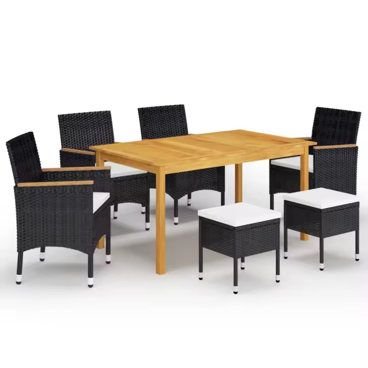 vidaXL Juego de comedor de jardín de 7 piezas negro - 1