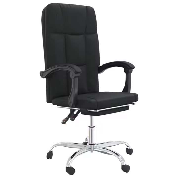 Silla de oficina reclinable de cuero sintético Negro - 1