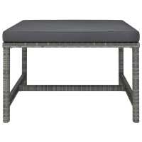 vidaXL Reposapies seccional con cojín de ratán sintético Gris, Negro, Conjunto Terraza Muebles Jardín Exterior Juego de Muebles de jardín Mueble Jardín Exterior Muebles de Salon Exterior - details 1