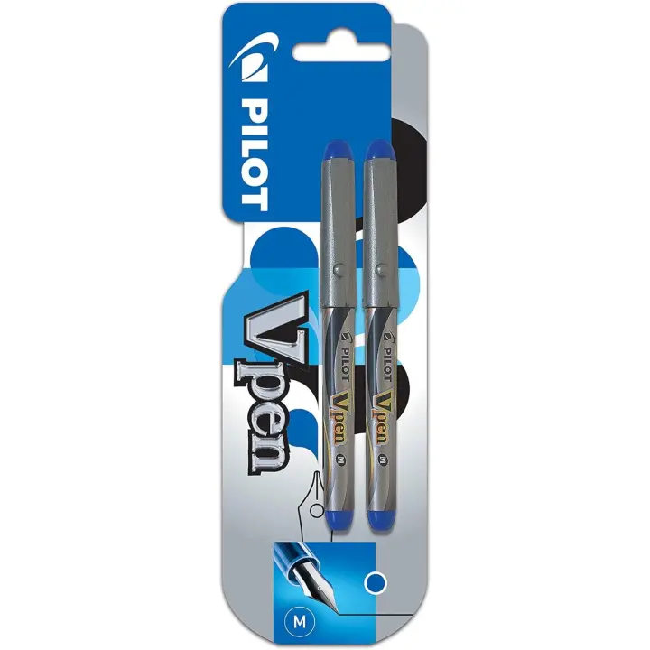 Pilot Pluma Estilográfica VPEN Desechable Cuerpo Plata Tinta Líquida Azul (Pack de 2) - 1