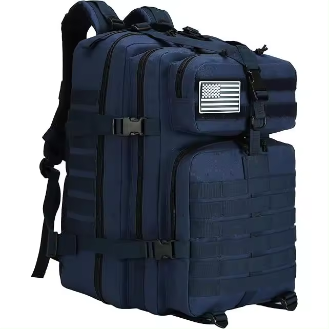 Mochila Táctica Militar 50L Impermeable AZUL con 2 Parches de Velcro - Marca Generica - 1