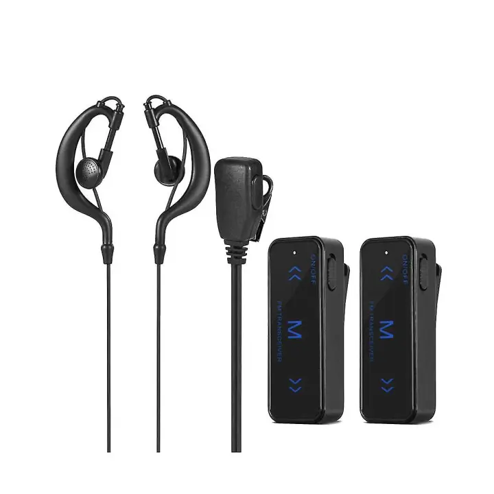 2pcs Mini Walkie Talkie 400-470mhz 2-way Radio 3w Transceiver Earpiece Headset Earmuff Usb Powered - 1