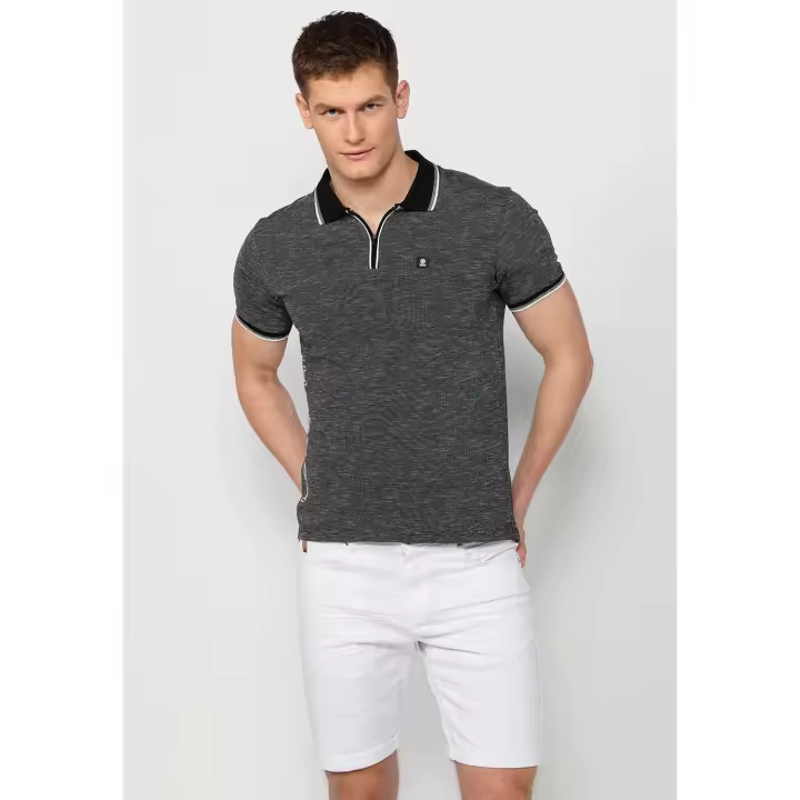 Koroshi Polo de manga corta de algodon, color negro para hombre | Ropa Casual - 1