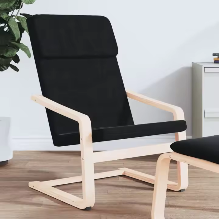 vidaXL Sillón relajante de tela color en color Crema/Negro - 1
