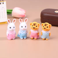 2PCS Figuras De Animales De La Selva Familia Conejo Gato Tigre Pollo Juguete De Colección Cartoon Ornamento Para Niños Regalos - details 2