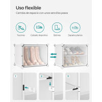 Zapatero modular con 10 compartimentos, mueble de plástico versátil con puertas, estructura de acero, cubos de 30x40x30 cm - details 5