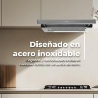 EVVO Campana Extractora Telescópica CE10, Ancho 60 cm, Potencia 350 m³/h, 2 Velocidades, Filtro de Carbón y Aluminio - details 0