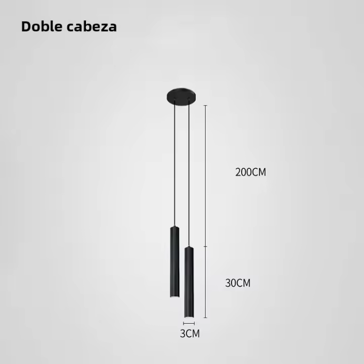 Lámpara Colgante Moderna Nórdica LED Doble Cabeza Para Comedor 2m Con Tubo Decorativo De Cilindro Lámpara De Techo Auto Contenida LED Incluido - 1