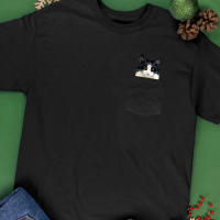 Camiseta De Algodón HX Para Hombres Con Bolsillo Y Dedos Doblados En El Medio Para El Verano Camiseta Casual De Gato Y Vaca - details 5