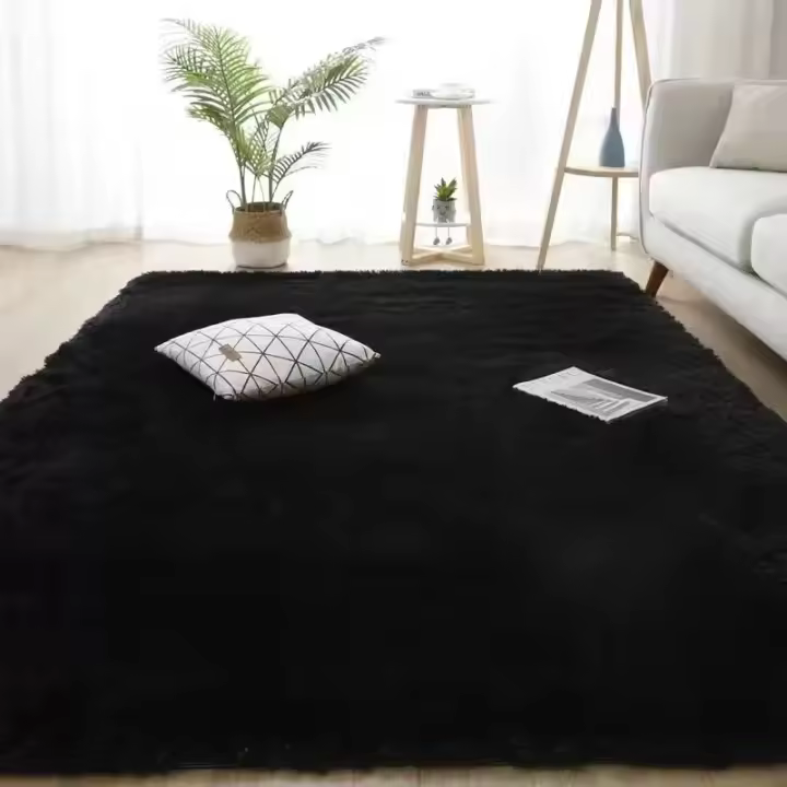 VIKAMA Alfombra De Pelo Suave Y Espeso De Seda Y Lana Para Dormitorio Antideslizante Lavable En Máquina Alfombras Suaves Y Modernas De Pelo Largo - 1
