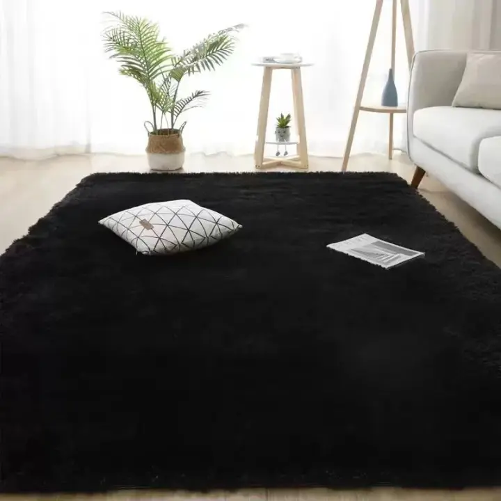 VIKAMA Alfombra De Pelo Suave Y Espeso De Seda Y Lana Para Dormitorio Antideslizante Lavable En Máquina Alfombras Suaves Y Modernas De Pelo Largo - 1