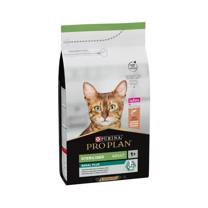 PURINA - Pro Plan - Sterilised Adult 1+ Renal Plus - Pienso Seco para Gatos Adultos Esterilizados y Favorece la Función Renal (Salmón) - 1