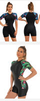 Traje De Baño De Un Pie Para Mujer Talla Grande Con Cierre De Cremallera Deporte Y Surf Estilo De Top Chaleco Floral Polyester - details 7
