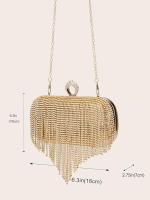 Bolso de mano de lujo con borlas para mujer, bolso de mano para boda. Color Oro. Bolso de lujo para banquete con diamantes de imitación para mujer, bolsa de noche con decoración de borlas, brillante. Distribuye Distrilocu - details 6