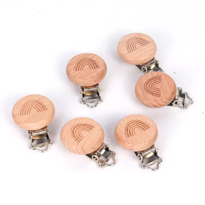 Cadenas De Pacificador Para Bebés Con Diseño De Arco Iris Oso Flor Corazón Pájaro Elefante Estrella Hechas De Madera Accesorios DIY Libres De BPA PVC Latex Y Nitrosamina - 1