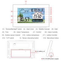 Multifunctional Wireless Weather Station Forecaster Indoor Outdoor Thermometer Hygrometer with Sensor Color Screen Alarm Clock - details 29