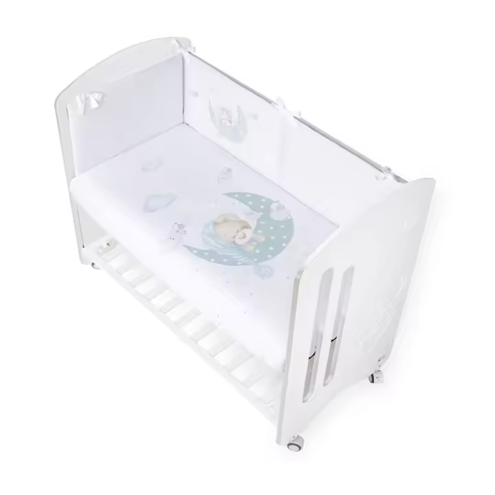 INTERBABY SET DE 2 PIEZAS FUNDA NORDICA CON RELLENO + CHICHONERA  BEAR SLEEPING GRIS/ VERDE/AZUL/ROSA - 1