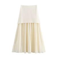 Conjunto De Vestido Y Falda Larga De Punto Para Mujer Estilo Moderno Y Elegante Primavera 2024 Sin Mangas Cuello En V Cierre Único - details 11