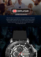 Reloj De Pulsera De Cuarzo BORUSE Para Hombre Cronógrafo Negocio Impermeable De Silicona Estilo Casual Y Moda - details 0