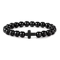 Pulsera De Rosario Para Hombres Y Mujeres Con Piedras Naturales Y Madera Hematita Onix Joyería De Yoga Meditación Pulsera Cruz - details 9