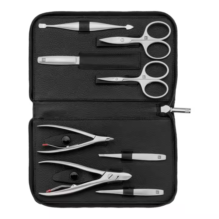 ZWILLING - Estuche Belleza Manicura y Pedicura con Cremallera, 8 Piezas, Color Negro, Interior Terciopelo, Profesional - 1