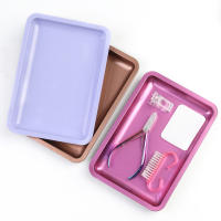 Plato De Almacenamiento De Cosméticos De Acero Inoxidable Cuadrado Para Arte De Uñas Y Manicura Con Tweezers Cuchillas Y Bolígrafos Contenedor De Dishes Para Uñas Falsas - details 2