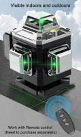 Nivel láser 3D/4D de 8/12/16 líneas Línea verde autonivelante 360 ° Potentes herramientas de nivel láser de haz verde, cruzadas horizontales y verticales - details 1