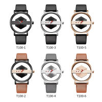 Reloj De Cuarzo Para Hombre TOMI Con Correa De Cuero Minimalista Y Moderna Cristal Hueco Personalizado Resistentes Al Agua - details 4
