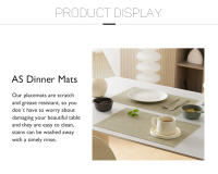 Juego De 4 Tapetes De Estilo Tela En PVC Sintético Blanco Lujo Impermeable Para Cocina Forma Rectangular Decoración De Mesa - details 1