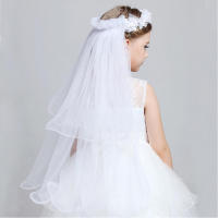 Diadema De Princesa Para Niñas Con Dos Capas De Tules Y Florales Encaje Estilo De Encaje Para Bodas Y Fiestas - details 0