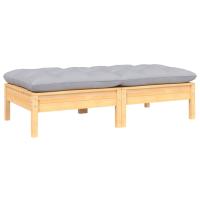 vidaXL Sofá de jardín de 2 plazas madera maciza pino con cojines Marrón y gris, Natural y crema, Blanco Conjunto Terraza Muebles Jardín Exterior Juego de Muebles de jardín Mueble Jardín Exterior Muebles de Salon Exterior - details 1