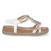 Davinia Shoes Sandalia Plana para Mujer, Comoda, Tiras con Detalles de Colores, y Cierre Elastico en el Talon Shoes&Blues.es AF-2329-Blanco - details 1