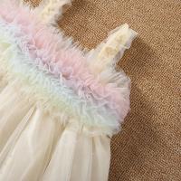 Vestido De Princesa Para Bebé Niña Verano Colores Variados Malla Patchwork Sin Mangas Medio Tamaño Para Fiesta Cumpleaños Y Actuaciones - details 5