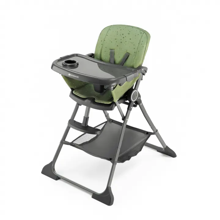 Kinderkraft FOLDEE Trona Bebé, ergonómica, cómoda, reclinable, plegable, reposapiés ajustable, bandeja doble desmontable, para niños pequeños, de 6 meses a 3 años - 1