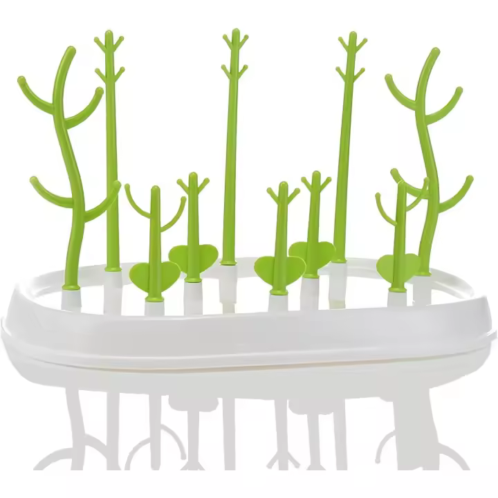 Baby Bottle Drying Rack, Baby Bottle Draining Rack with Removable Drip Tray, Multipurpose Bottle Organizer for Bottles, Nipples, Cups (Green) - 1