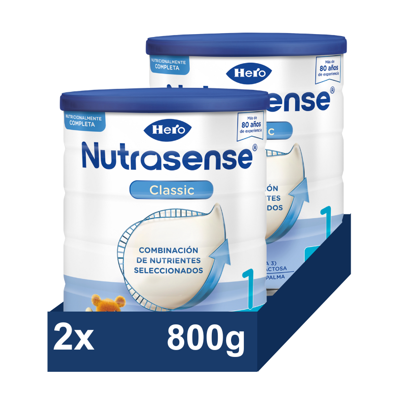 Hero Leche Classic 1 de Inicio. Para Lactantes de Hasta 6 meses. Pack 2x800gr