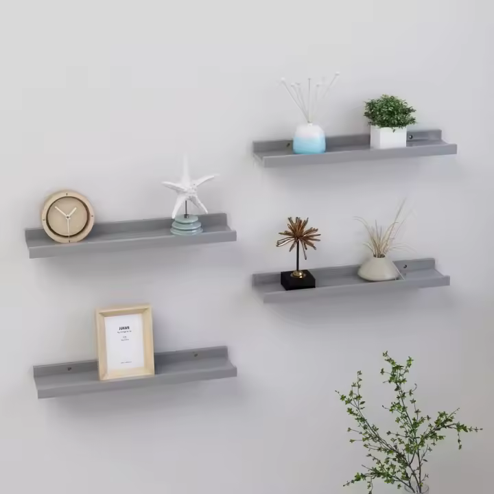 Estantes de pared 4 unidades gris 40x9x3 cm - 1