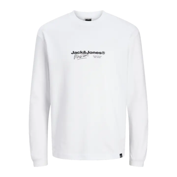 Jack & Jones Charlie Branding Camiseta Manga Larga Color Blanco Brillante - Elástico Y Suave, Ideal Para Vestir A Diario - 1