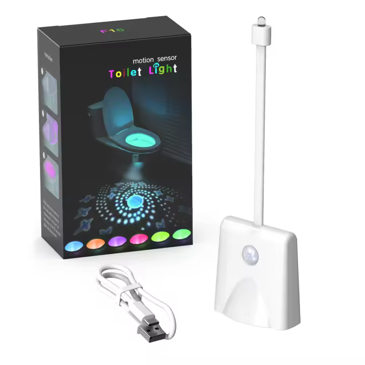 Luz De Noche Para Inodoro Con Sensor De Movimiento Mini Proyección De Luz Colorida Gradiente 500mAh Decoración Para Baño - 1